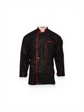 Black Chef Jacket with Red Trim - Men Jackets & Coats